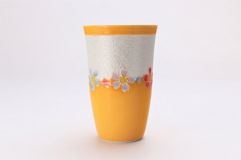 ☆楽々シリーズ　黄釉花つなぎラスター　フリーカップ　(化粧箱入り) 画像サブ2