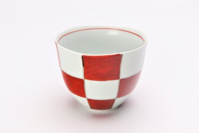 ☆そうた窯　染錦赤市松　フリーカップ