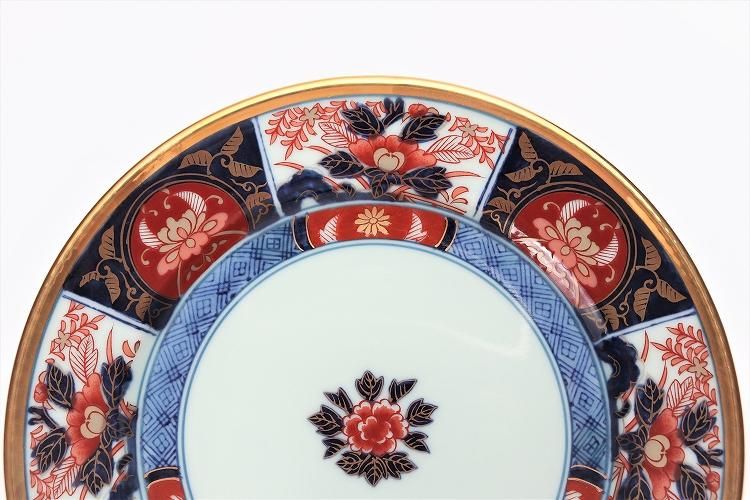 瀬兵窯 古伊万里金彩牡丹 木甲4.5寸皿