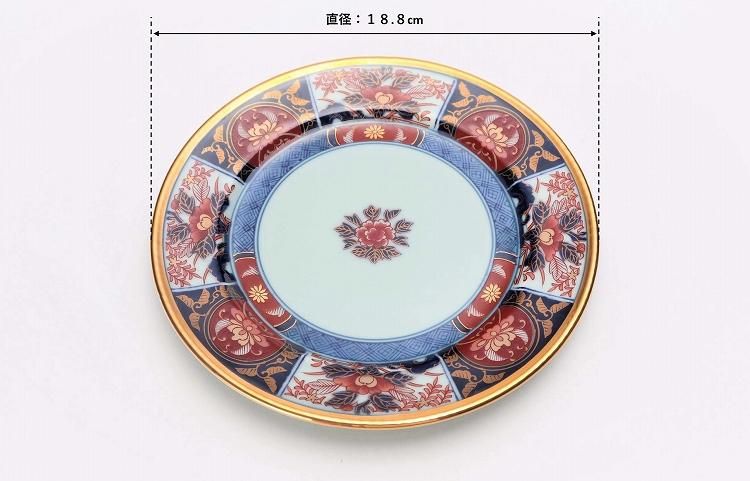 瀬兵窯 古伊万里金彩牡丹 木甲4.5寸皿