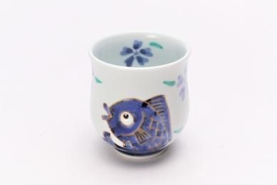 有田焼　高麗庵　御湯呑み 京焼 清水焼 陶あん 湯呑 エクボ湯呑 色絵付け 銀地 牡丹