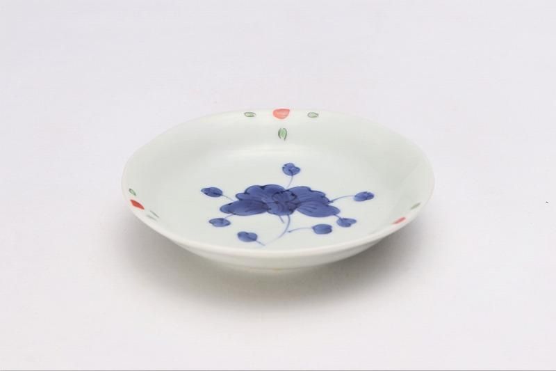 そうた窯 染錦見込牡丹 3.5寸深皿