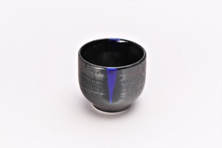 麦藁手 片口 酒器 容量約1合 古美術 古道具 アンティーク 梶貞製陶所 黒ルリ吹 一合片口酒器セット