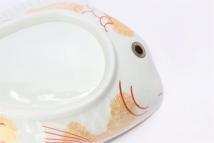 有田焼幸楽窯 錦金叩鯛形銘々皿 紅白2枚セット 幸