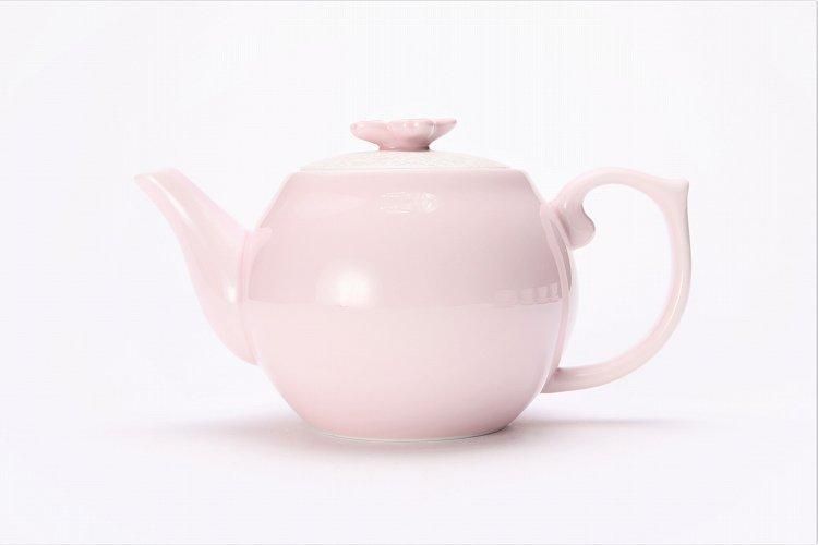 田清窯 薄ピンク釉虹彩桜 ポット(小)