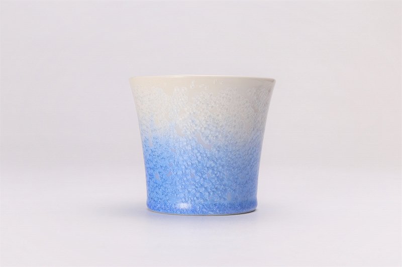 ☆真右ェ門窯　手造り 藍染ロックカップ(たて) 木箱付 画像サブ1