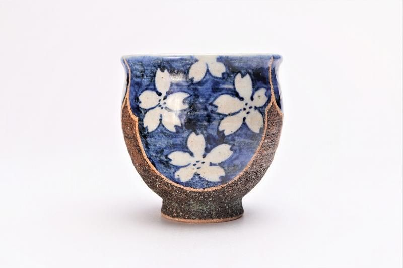 洸彩窯 四季の花(青) 湯呑