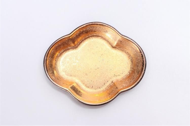 陶悦窯 黒柚子金塗り手塩皿5枚揃い