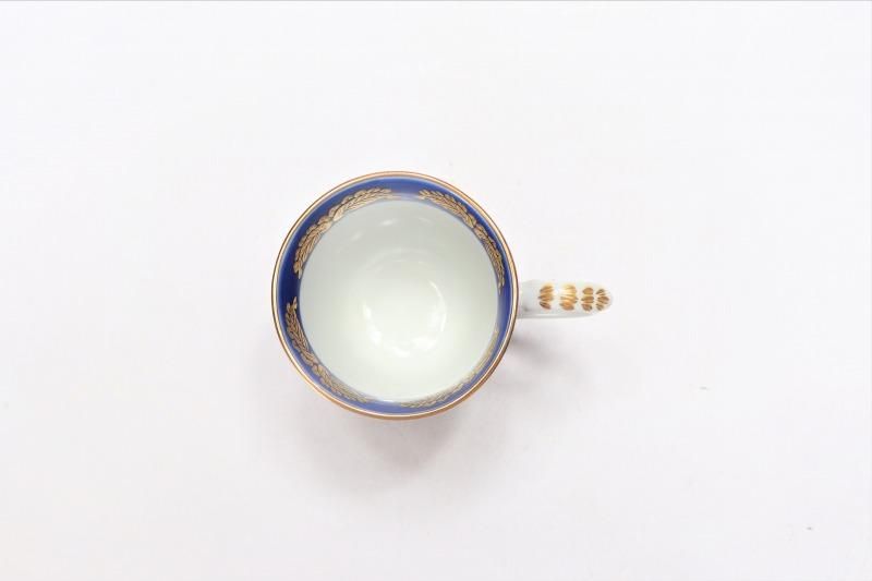 有田焼幸楽窯　ベルサイユ青と金の花柄ボンボニエール 有田焼幸楽窯 ベルサイユ青と金の花柄ボンボニエール
