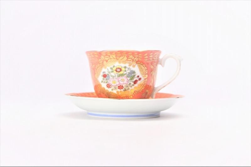 ★超美品★有田焼　幸楽窯　 ベルサイユシリーズ 錦緋色　カップ＆ソーサー ☆超美品☆有田焼 幸楽窯 ベルサイユシリーズ 錦緋色 カップ