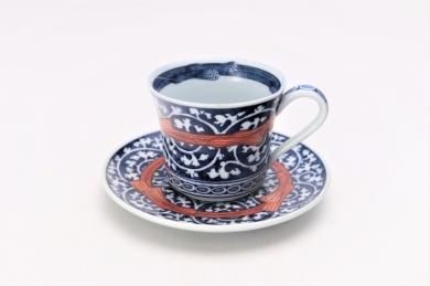 ☆亮秀窯　ひも入染付唐草　竹大コーヒーカップ