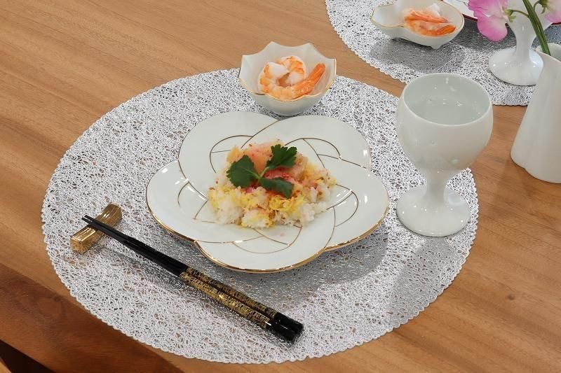 在庫10【新品】有田焼田清窯　太白金線梅むすび銘々皿 在庫10【新品】有田焼田清窯 太白金線梅むすび銘々皿
