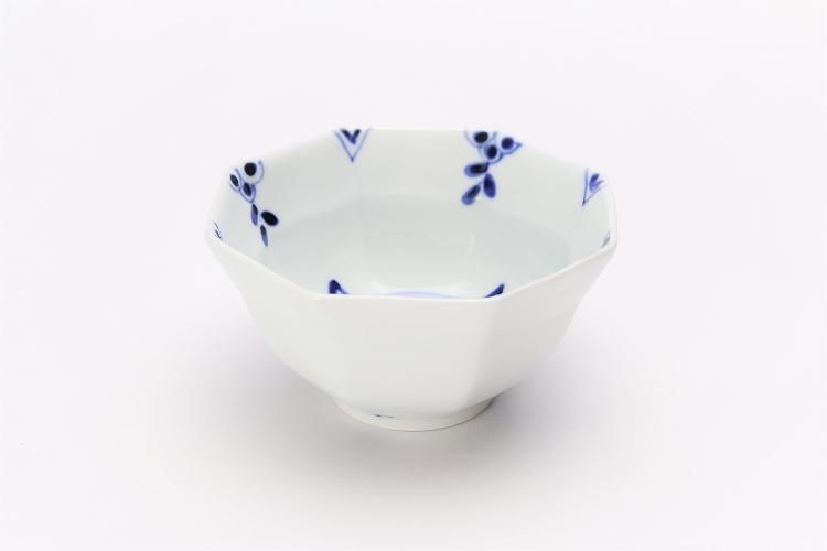 皓洋窯 染付剣先小花 リム八角深小鉢