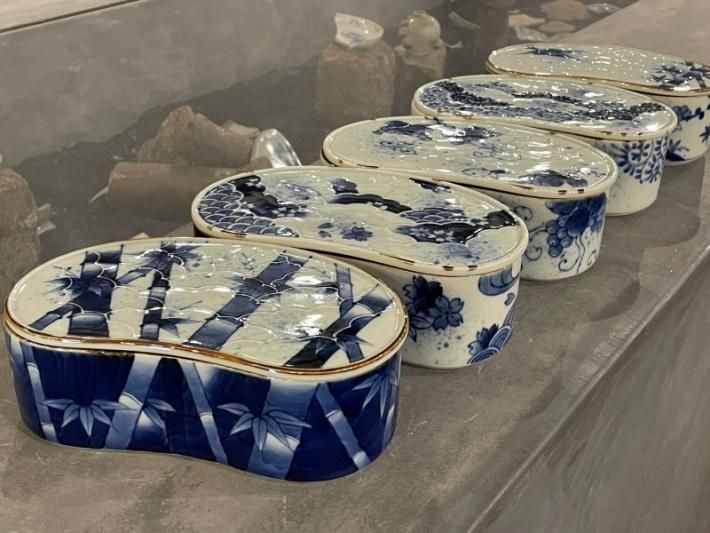 福泉窯×MARUKEIオリジナル 染付竹濃 繭型蓋物