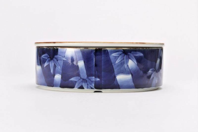 福泉窯×MARUKEIオリジナル 染付竹濃 繭型蓋物