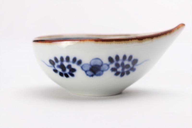 福泉窯×MARUKEIオリジナル 染付割地紋 しずく型小付