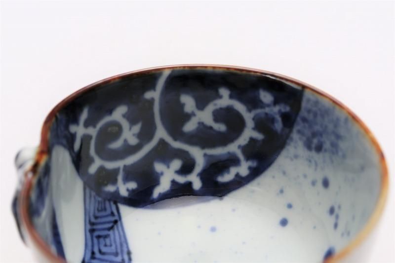 染付一閑人丸皿10客　　　新品未使用 福泉窯×MARUKEIオリジナル 染付変地紋丸紋 一閑人小鉢