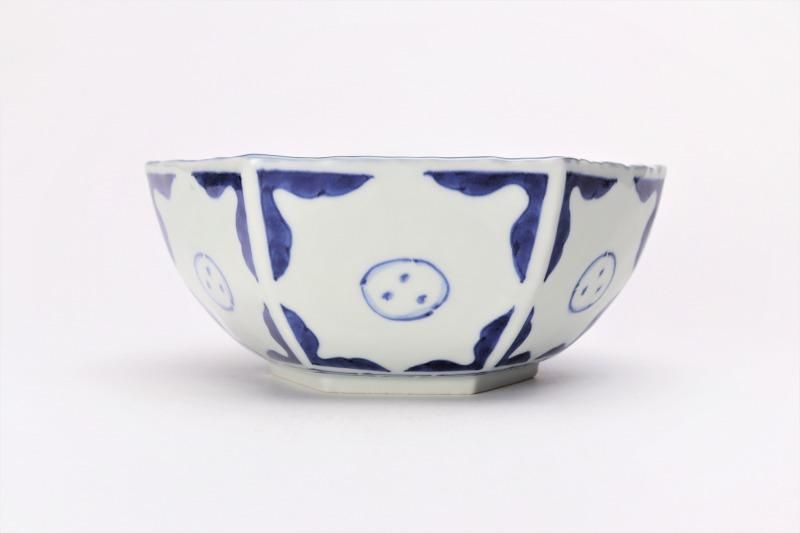 福泉窯 染付草花紋 六角菓子鉢 福泉窯 染付草花紋 六角菓子鉢