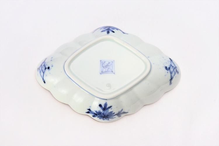 福泉窯 染付濃松竹梅 菱型菊割向付