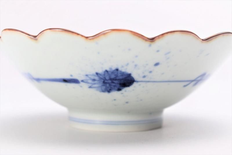 福泉窯 染付 波兎文 菊割 大鉢 口径約29cm 福泉窯 染付雪輪紋 菊割4寸鉢
