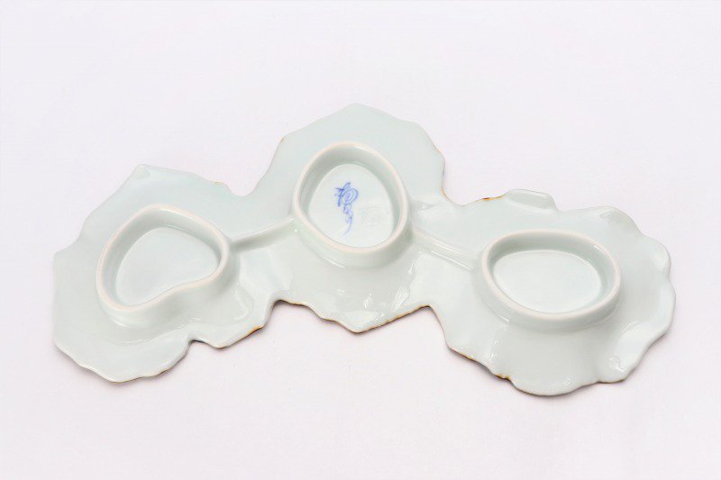 〇福泉窯×MARUKEIオリジナル　染付雪輪紋　ツワ型繋ぎ皿 画像サブ6