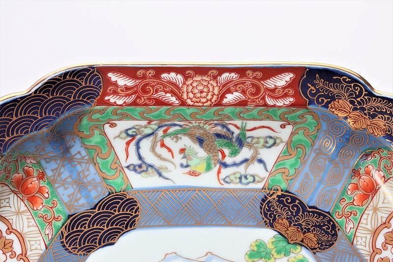 幸楽窯 錦色絵山水尺盛皿 幸楽窯 錦色絵山水尺盛皿