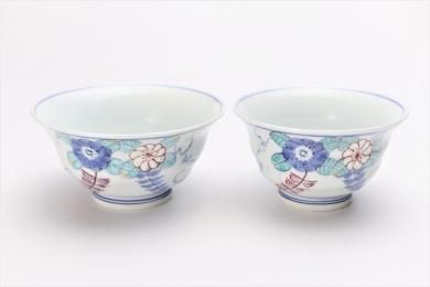 ☆三宅製陶所　辻が花　反茶付　ペア
