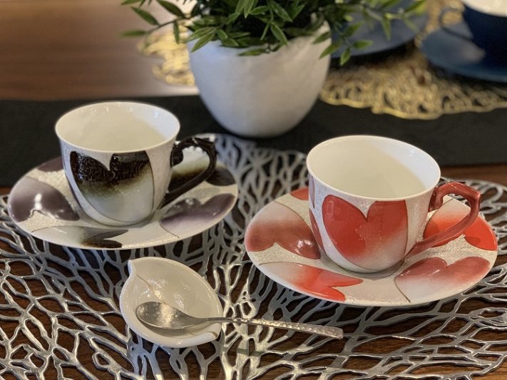 ☆田清窯　バレンタイン赤新コーヒー碗皿 画像サブ14