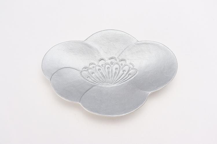 ☆幸右ェ門窯 錦雲母シルバー彩花型小皿
