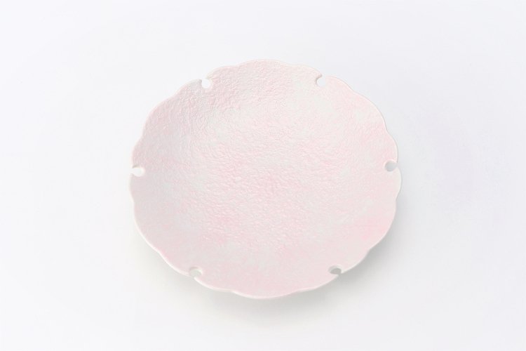 〇【オリジナル】ピンク盛叩き銀彩雪輪皿 画像サブ2
