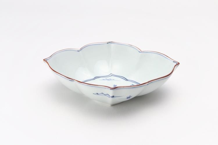 小皿 5枚 色絵 山水 花 江戸 明治 窯傷 小皿 5枚 色絵 山水 花 江戸 明治 窯傷