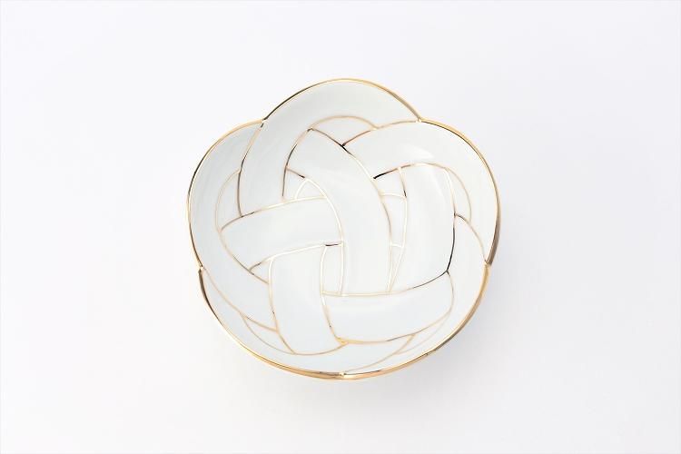 田清窯 太白金線梅結び小鉢