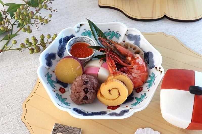 徳七窯 染錦吉祥松竹梅木甲和皿
