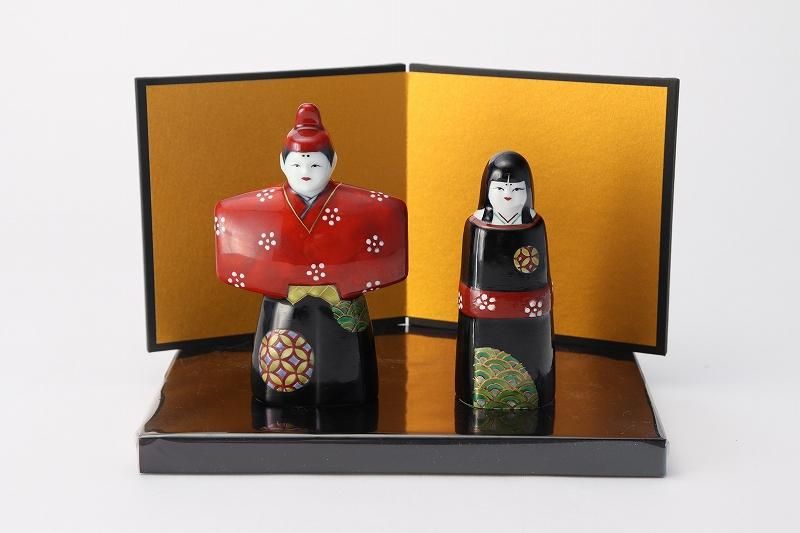 hh 有田焼お雛様珍味2個セット伯山窯2組包装&木製屛