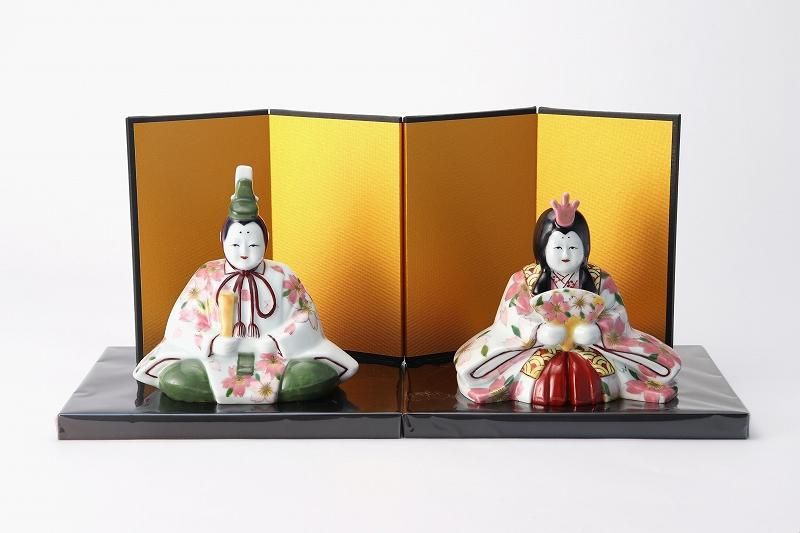 飾り大皿　43センチ 古鈴陶芸社 特大雛(ロ) 桜(屏風・台付)