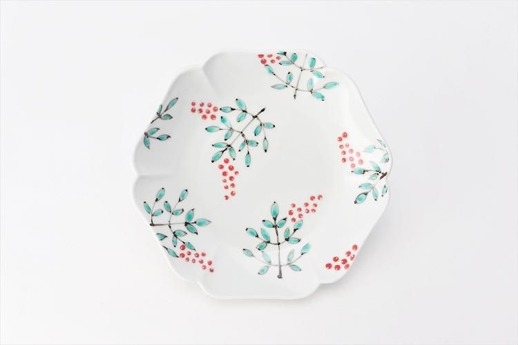 ☆【20％OFF】アウトレット 徳七窯 染錦南天文木甲和皿 - 有田焼