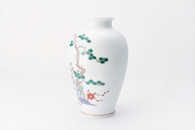 柿右衛門窯 松竹梅鳥文7寸花瓶