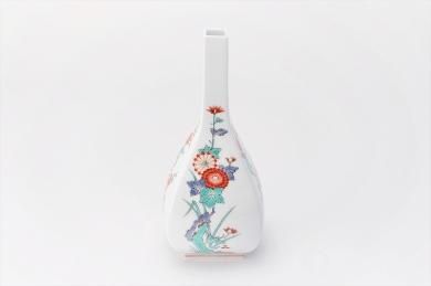 ★柿右衛門窯　菊梅鳥文角形一輪生