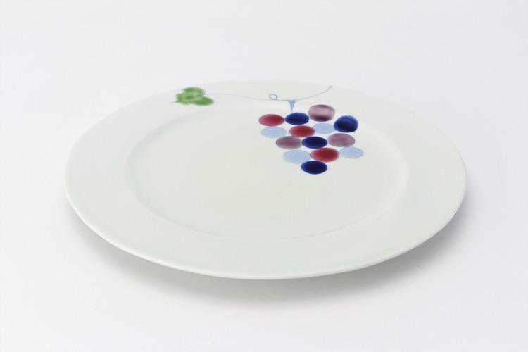 一峰窯 彩ぶどう リムプレート(L)