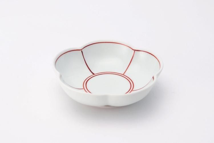 皓洋窯 赤絵ふちどり 梅小鉢