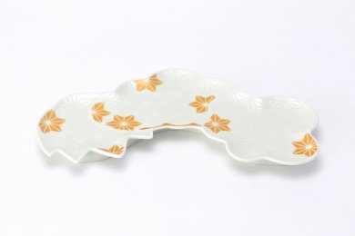 ☆幸楽窯×MARUKEIオリジナル　錦金麻の葉紋様松竹梅形前菜皿