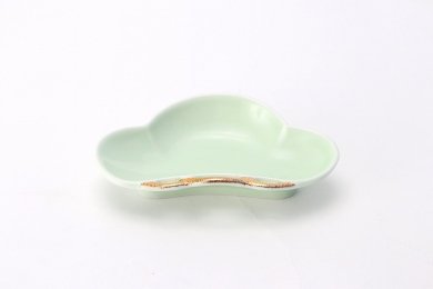 〇【オリジナル】ヒワ釉金濃松型小皿