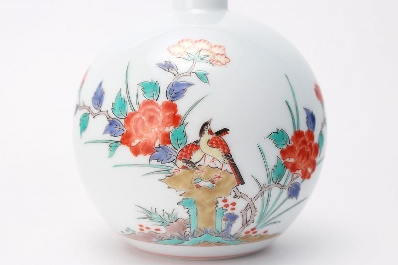 柿右衛門窯 牡丹鳥文丸形(大)一輪生