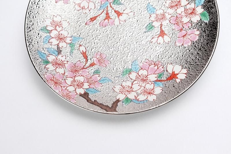 金龍窯 プラチナ彩桜(転写) コーヒー碗(木箱付)