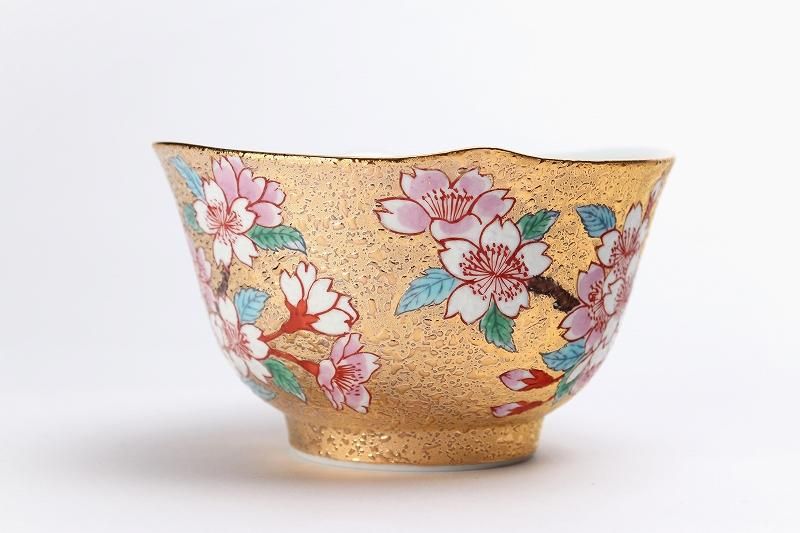 金龍窯 金彩桜(転写) コーヒー碗(木箱付)