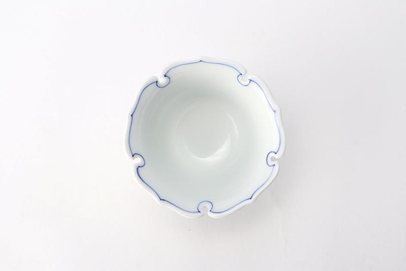 洸琳窯 染付渕線雪輪型小付