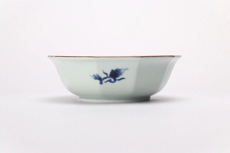 宝泉窯 古染唐草紋 十角鉢