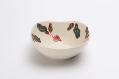☆菊祥陶器　フレッシュアート四方ウェイブボウル　ラディッシュ