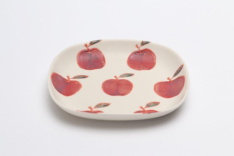 菊祥陶器 フレッシュアート四方平プレート りんご