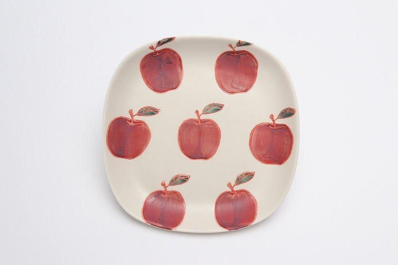 菊祥陶器 フレッシュアート四方平プレート りんご